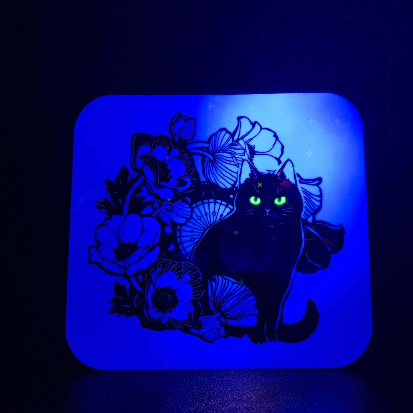 Floral Black Cat