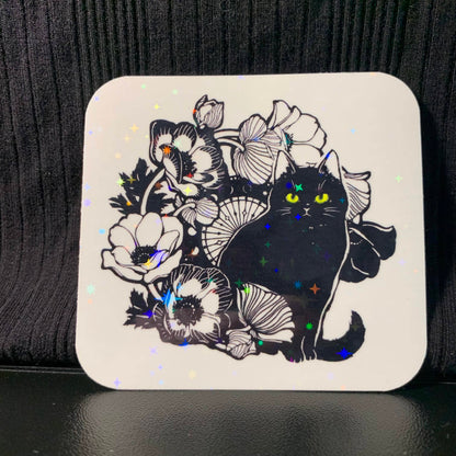Floral Black Cat